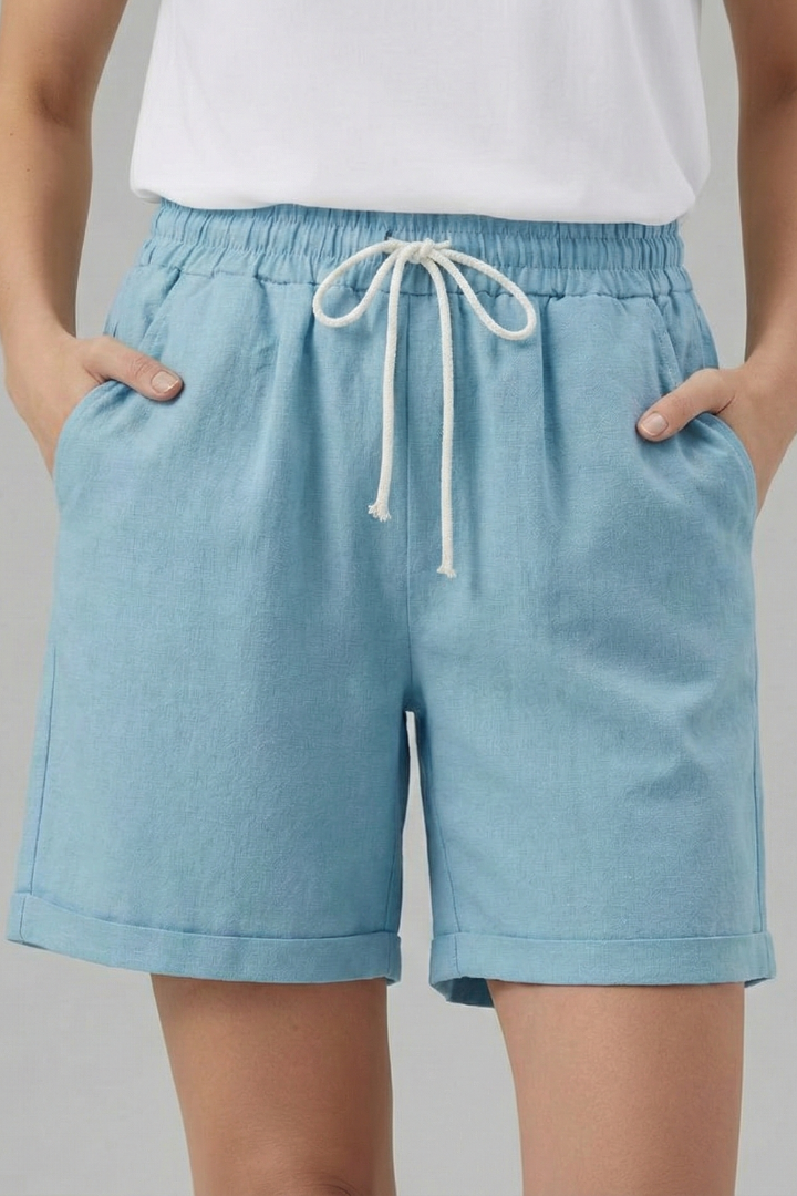 Darcy | Drawstring Shorts with Pockets – Light Blue