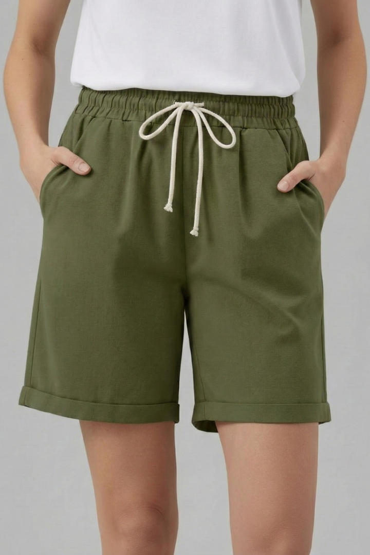 Darcy | Drawstring Shorts with Pockets – Army Green