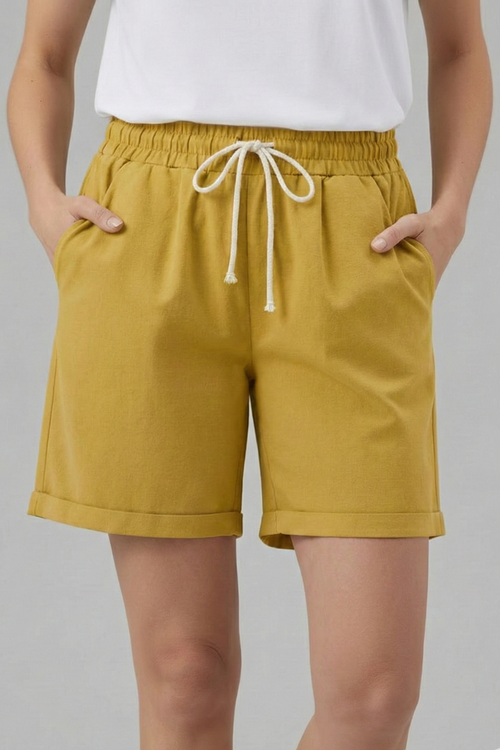 Darcy | Drawstring Shorts with Pockets – Yellow