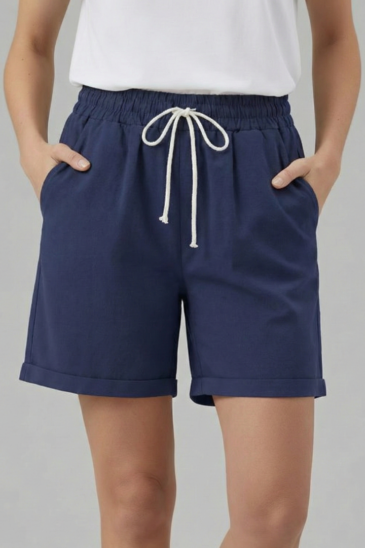 Darcy | Drawstring Shorts with Pockets – Navy