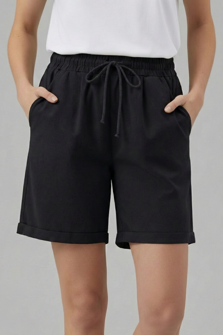 Darcy | Drawstring Shorts with Pockets – Black