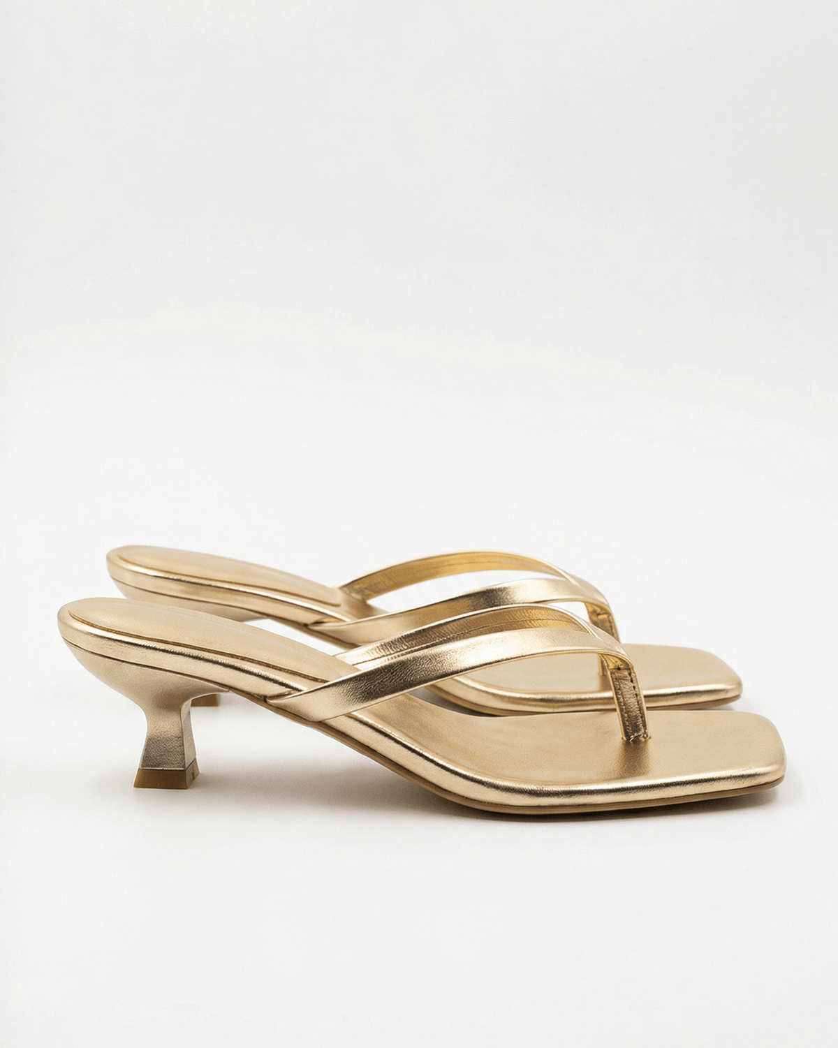 Noelle | Kitten Heel Crossover Strap Sandals – Gold