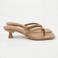 Noelle | Kitten Heel Crossover Strap Sandals – Khaki