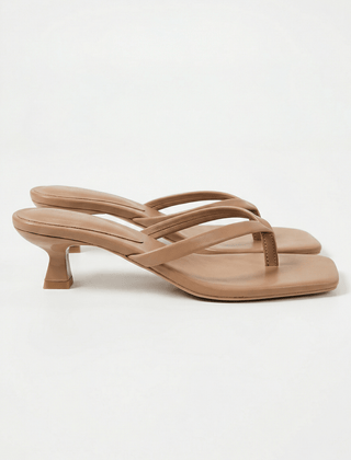 Noelle | Kitten Heel Crossover Strap Sandals – Khaki
