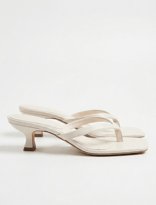 Noelle | Kitten Heel Crossover Strap Sandals – White