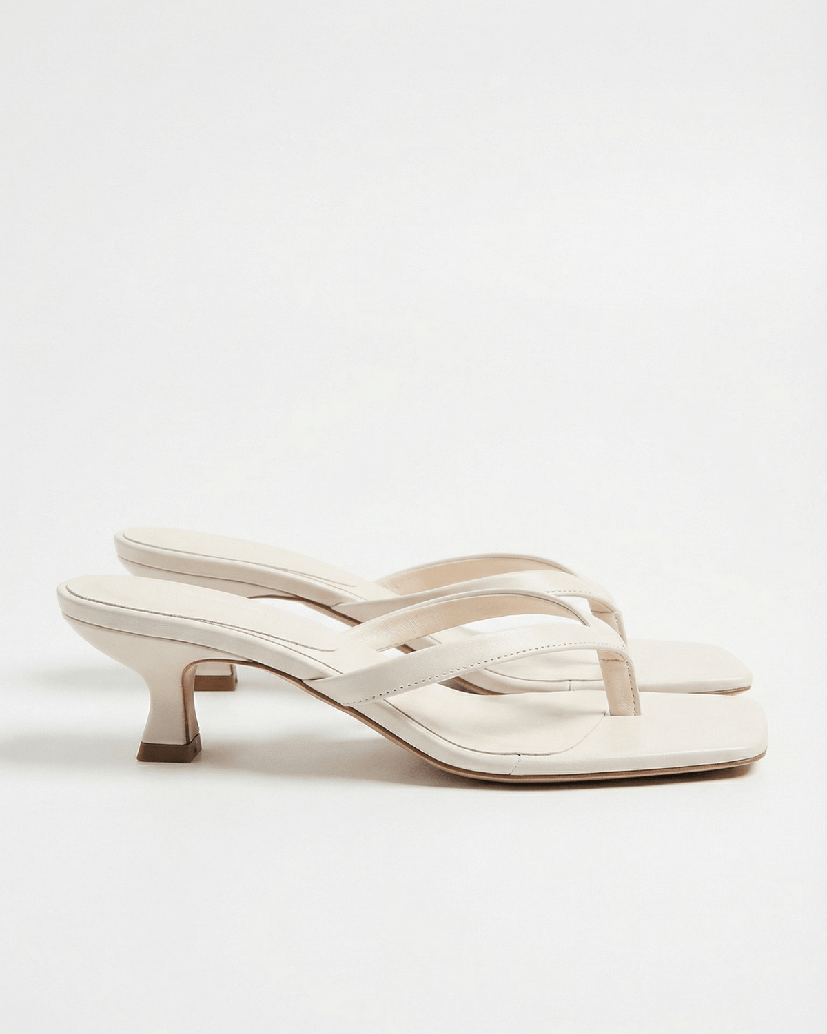 Noelle | Kitten Heel Crossover Strap Sandals – White