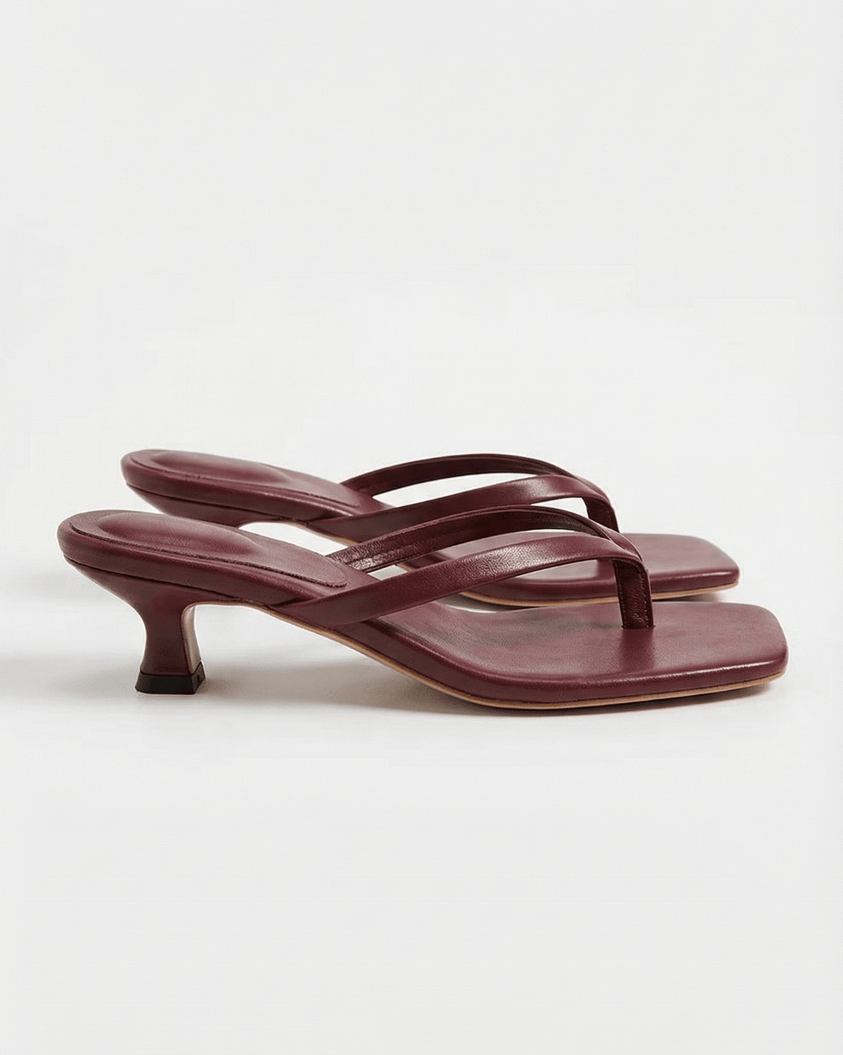 Noelle | Kitten Heel Crossover Strap Sandals – Dark Red