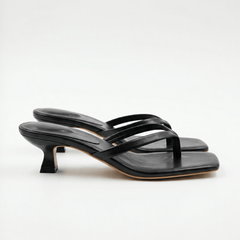 Noelle | Kitten Heel Crossover Strap Sandals – Black