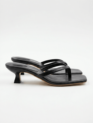 Noelle | Kitten Heel Crossover Strap Sandals – Black