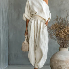 Kitty | Off-Shoulder Two Piece Set – White