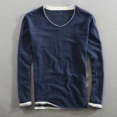 Callum | Men's V-Neck Cotton T-Shirt – Navy