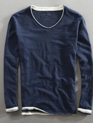 Callum | Men's V-Neck Cotton T-Shirt – Navy