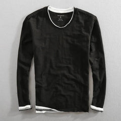 Callum | Men's V-Neck Cotton T-Shirt – Black