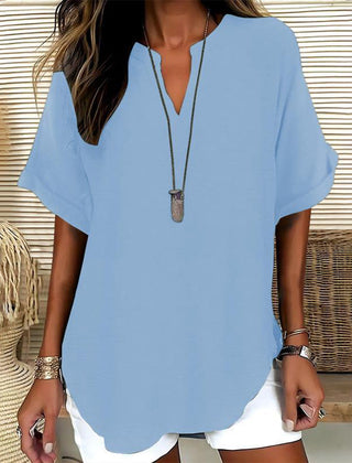 Linnea | Relaxed Fit Linen Blouse – Sky Blue