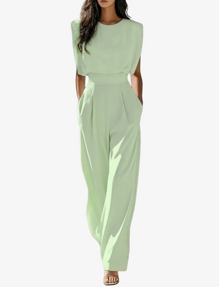 Maren | Belted Wide Leg Jumpsuit – Light Green