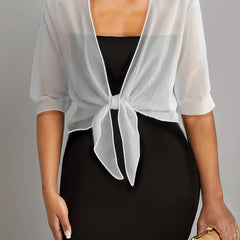 Honor | Sheer Tie-Front Bolero Top – White