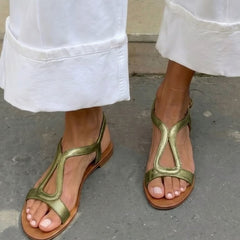 Seraphine | Metallic Summer Strap Sandals – Green