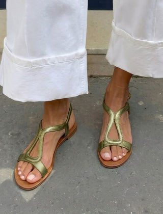 Seraphine | Metallic Summer Strap Sandals – Green