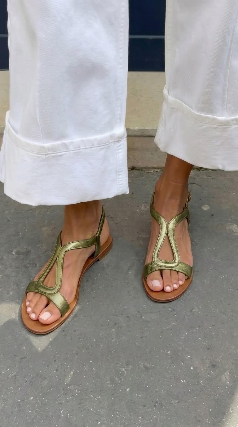 Seraphine | Metallic Summer Strap Sandals – Green