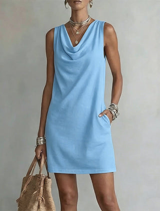 Nerys | Mini Dress with Pockets – Sky Blue