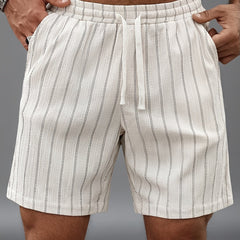 Gus | Pinstripe Beach Shorts with Elastic Waist
