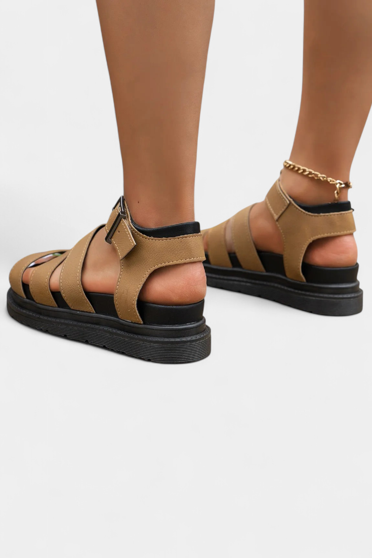 Bess | Multi Strap Platform Sandals with Ankle Buckle