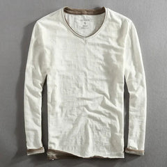 Callum | Men's V-Neck Cotton T-Shirt – White