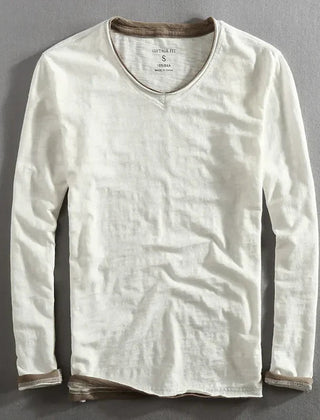 Callum | Men's V-Neck Cotton T-Shirt – White