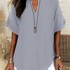 Linnea | Relaxed Fit Linen Blouse – Grey