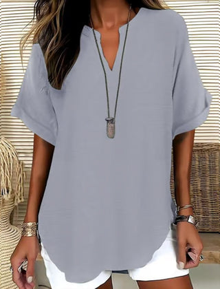 Linnea | Relaxed Fit Linen Blouse – Grey