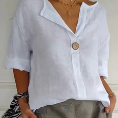 Juniper | Women's Casual V-Neck Blouse – White