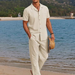 Forrest | Camp Collar Shirt and Trouser Set – Khaki