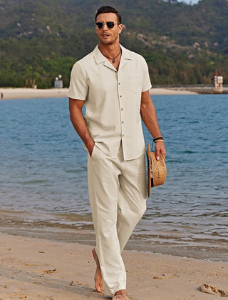 Forrest | Camp Collar Shirt and Trouser Set – Khaki