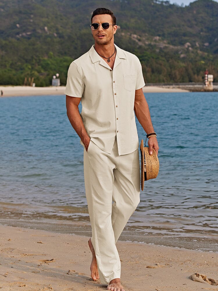 Forrest | Camp Collar Shirt and Trouser Set – Khaki