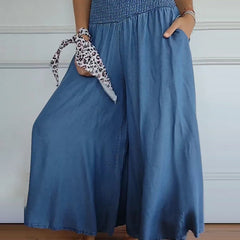 Clementine | High Waisted Wide Leg Pants – Blue