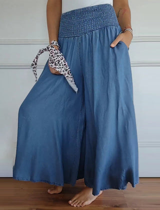 Clementine | High Waisted Wide Leg Pants – Blue