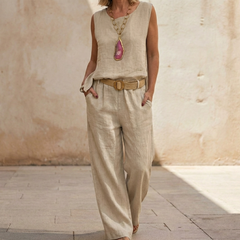 Saskia | Boho Two Piece Set in Natural Tones