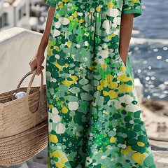 Mirabel | Floral Print Linen Midi Dress