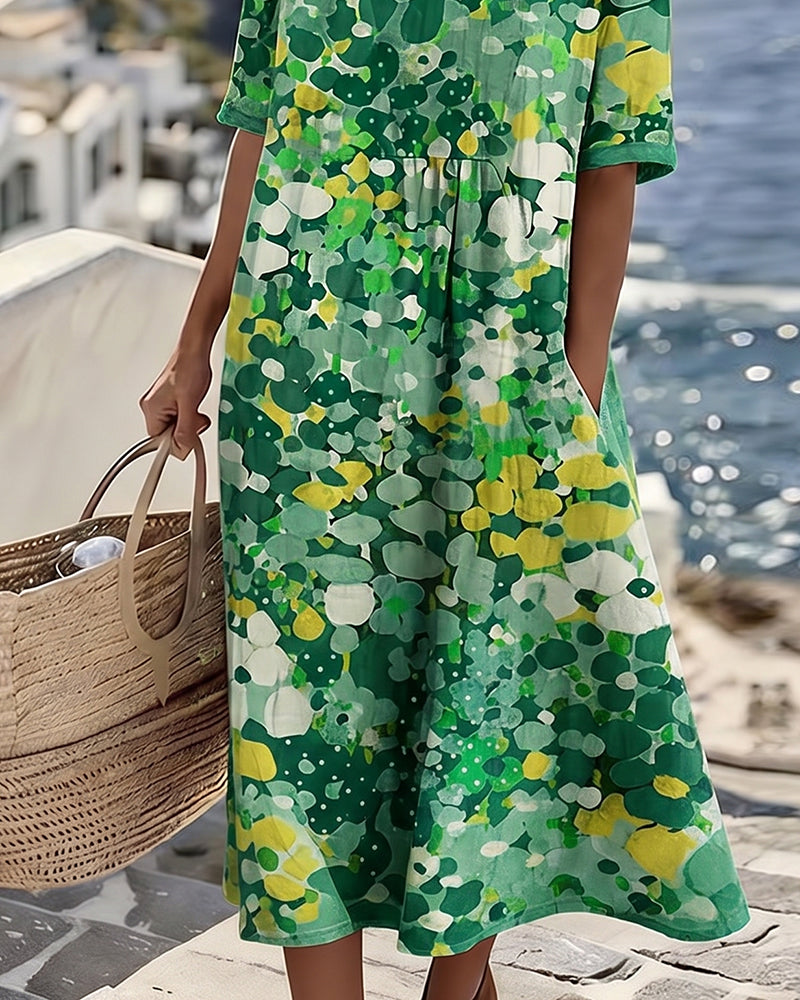 Mirabel | Floral Print Linen Midi Dress