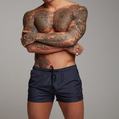 Percy | Sporty Quick-Dry Beach Shorts with Drawstring – Navy