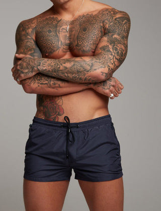 Percy | Sporty Quick-Dry Beach Shorts with Drawstring – Navy