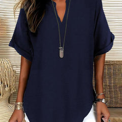 Linnea | Relaxed Fit Linen Blouse – Navy