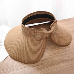 Winona | Open Crown Straw Hat with Wide Visor Brim – Khaki