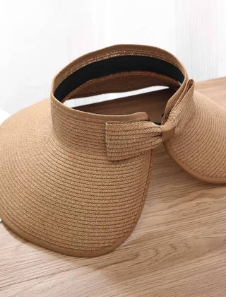 Winona | Open Crown Straw Hat with Wide Visor Brim – Khaki