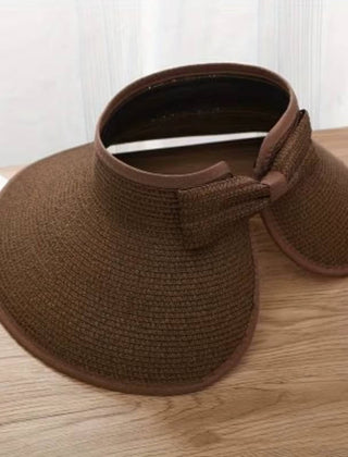 Winona | Open Crown Straw Hat with Wide Visor Brim – Brown