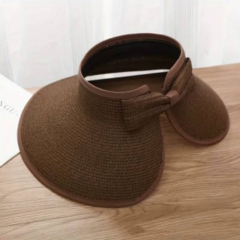 Winona | Open Crown Straw Hat with Wide Visor Brim – Brown