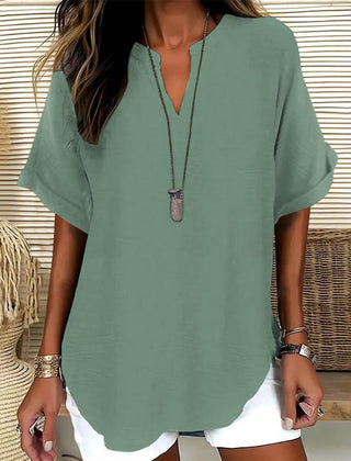 Linnea | Relaxed Fit Linen Blouse – Green