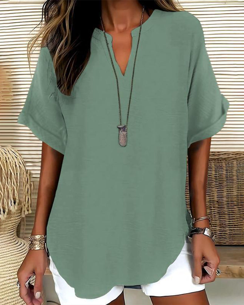 Linnea | Relaxed Fit Linen Blouse – Green