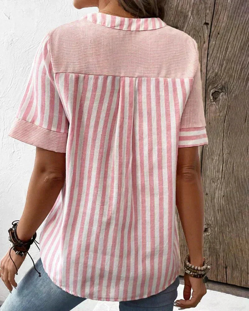 Liesl | Soft Striped Summer Blouse
