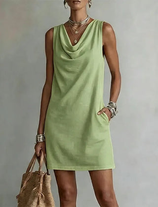 Nerys | Mini Dress with Pockets – Matcha Green